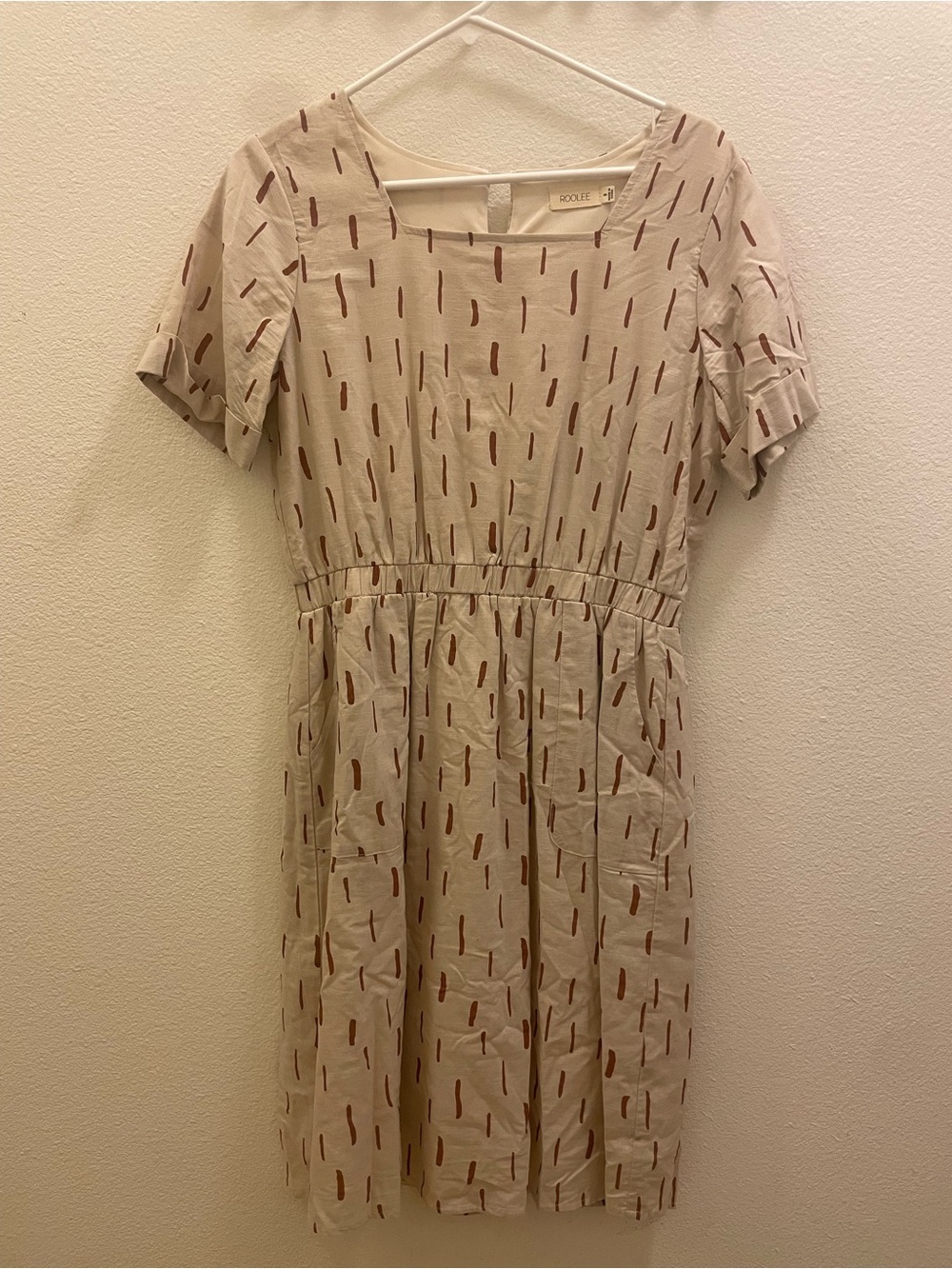 Roolee Cream Dress with Rust Dash Print